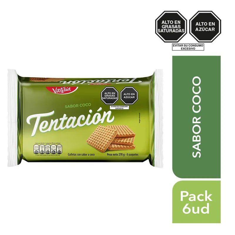 Galleta Tentación Sabor Coco 6 unidades